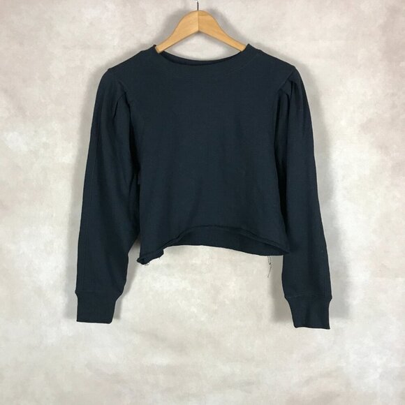 CIRCUS NY Blouson Sleeve Terry Black Sweatshirt NWT MEDIUM - Picture 4 of 10